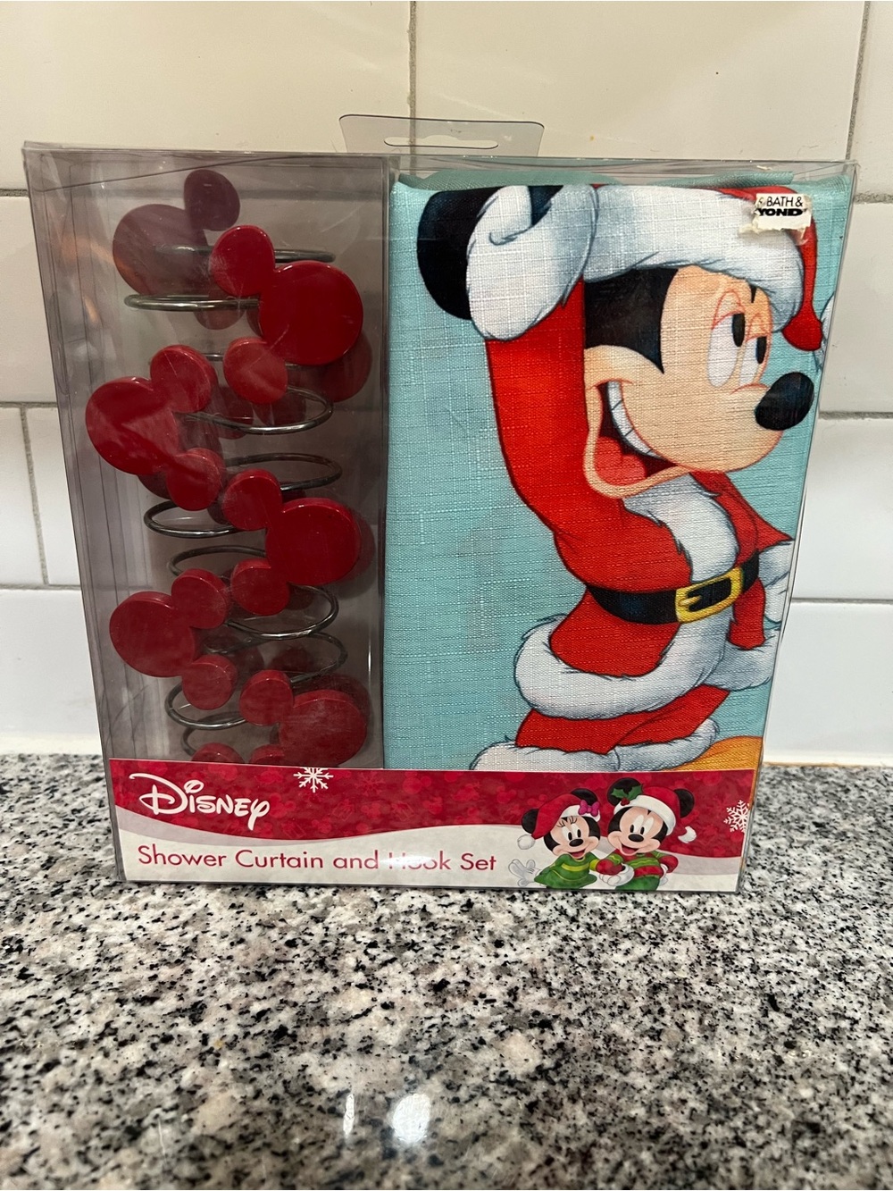 Mickey shower curtain and hook set